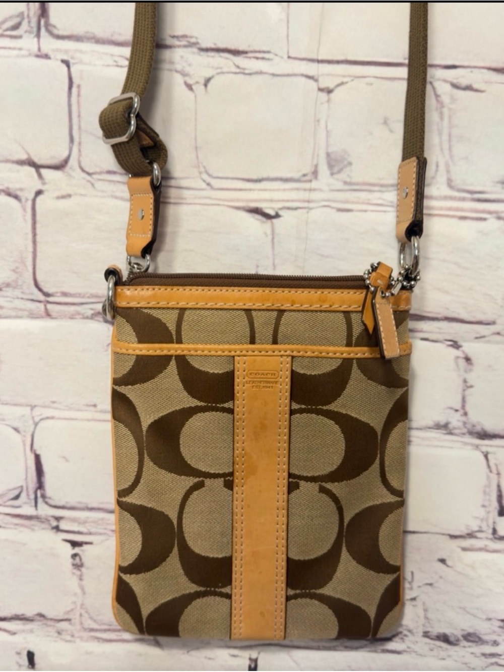 Coach Signature Canvas Crossbody in Brown & Tan